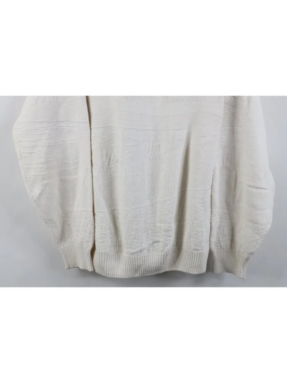 Vintage 90s Streetwear Mens Large Nature Deer Buck Knit Sweater White Cotton USA